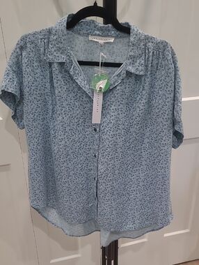 JANE & DELANCY Blue Floral Blouse